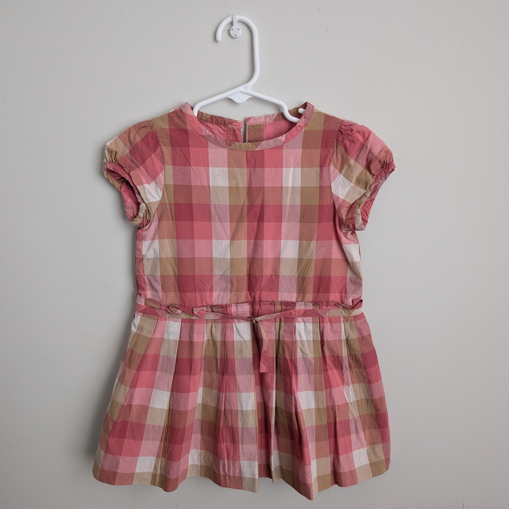Plaid Pink and Tan Jacardi Dress
